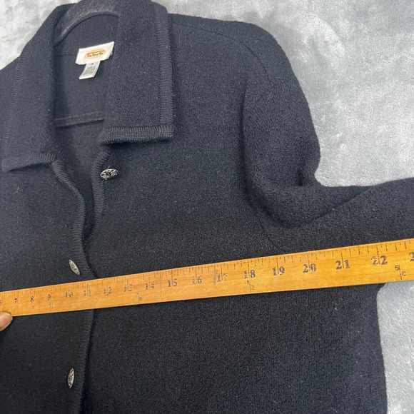 VTG Talbots Womens Cardigan Sweater Jacket Black 100% Wool Button Front  M - Picture 5 of 10